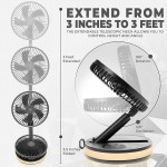 Original Portable Fan - Wireless Battery Operated Fan With 4 Speeds, LED Lighting, Carry Case & Remote Control - Premium Travel Rechargeable Fan & Power Bank With USB & USB-C Ports (Black)