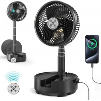 20000mAh Battery Operated Oscillating Table Fan - 112Hrs Rechargeable Camping Fan with Light & Timer, 9 Speeds Portable Travel Fan for Cruise RV Trip, Hurricane Power Outage (8" with Case)