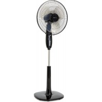 16-Inch Pedestal Floor Fan Oscillating Remote, 3-Speed, Energy-Efficient, Black