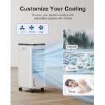 Windowless Portable Air Conditioners, 4-IN-1 Evaporative Cooler Portable Swamp Cooler with 3 Ice Packs, 1.85L Water Tank, 7H Timer, ductless air conditioner for room Bedroom, White-Grey