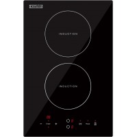 Electric Stove Induction Cooktop Vertical with 2 Burners Vitro Ceramic Smooth Surface Glass in Black 120V, 12 Inch